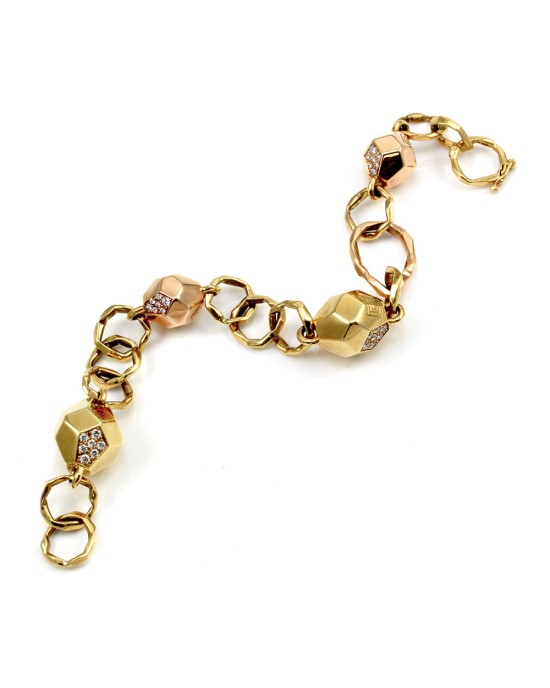 Mimi So Switch Diamond Rock Station Bracelet in Rose and Yellow Gold